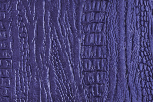Crocodile genuine leather structure texture macro, purple colored leatherette surface with metallic, pearlescent effect. Reptile skin close up, macro background, wallpaper, backdrop