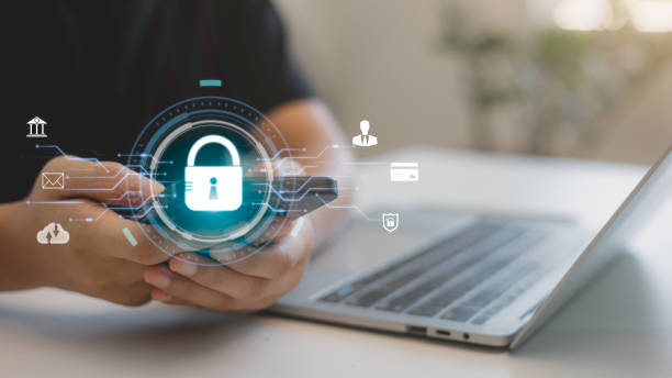 istock Cyber security and data protection on the internet. A person touching virtual shield, secure access, encrypted connection. Password-protected system and storage. Cybersecurity technology. 2193947411