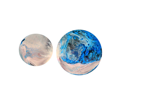 Two Planets for use in your photos or art images. Made from liquid art using water, paint, soap, oil and inks. Macro photos. Various colors and textures. Resize to add in your photographs or art.