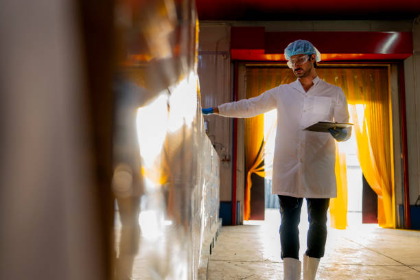 istock Inspector with clipboard supervising palletized goods in a storage facility Emphasis on quality assurance production processes and warehouse management in a professional environment 2193956261
