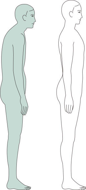 istock A man with a hunched back and a man with a beautiful standing posture. Full body illustration 2193956884