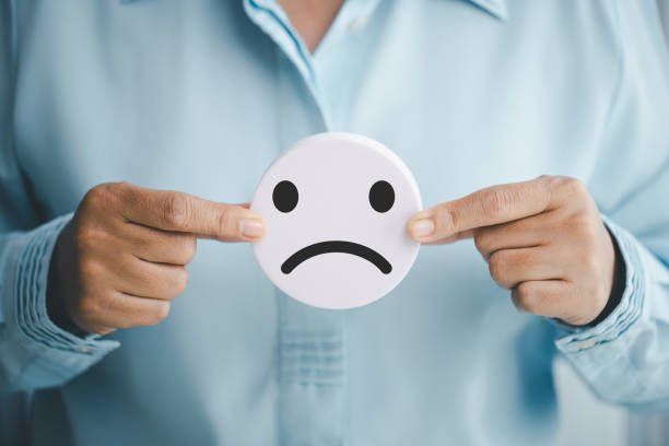 istock Concept good business includes handling both compliments complaints from customers ensuring employee satisfaction addressing negative feedback to prevent mental strain customer dislike with sad face 2193964065