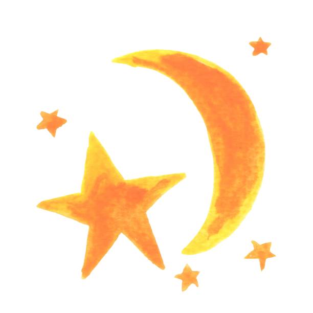 istock Moon and shining star glitter shining watercolor sign illustration for decoration on mark at important, luxury,entertainment and galaxy concept. 2193967430