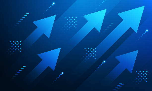 istock Abstract business growth up arrow digital technology on dark blue futuristic with grid geometric background 2193968105