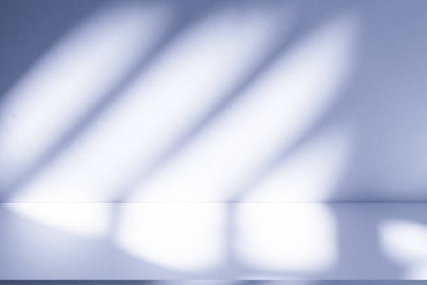 istock Studio style background wall decoration presentation uses white and blue tones. with shadows cast from a nearby window, concept creating a decorative 2193970151