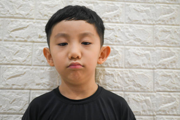 Portrait of Asian child emotion.