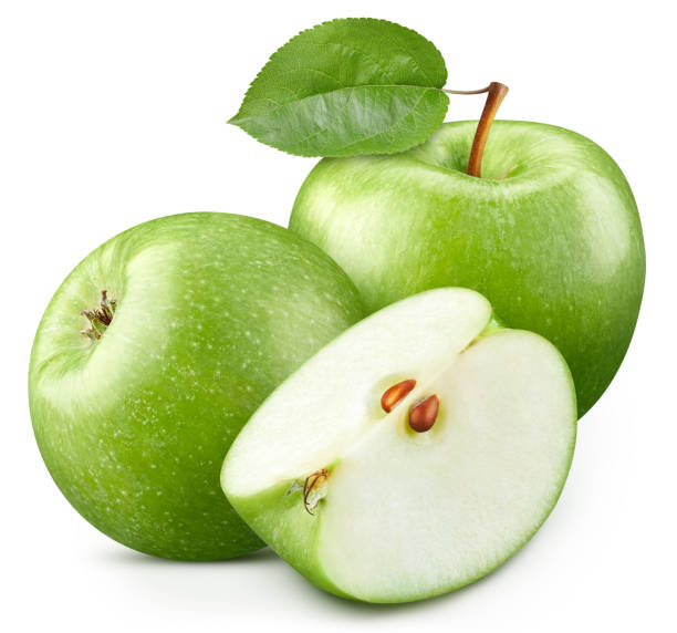 istock Green apple fruits isolated on white background 2193981533