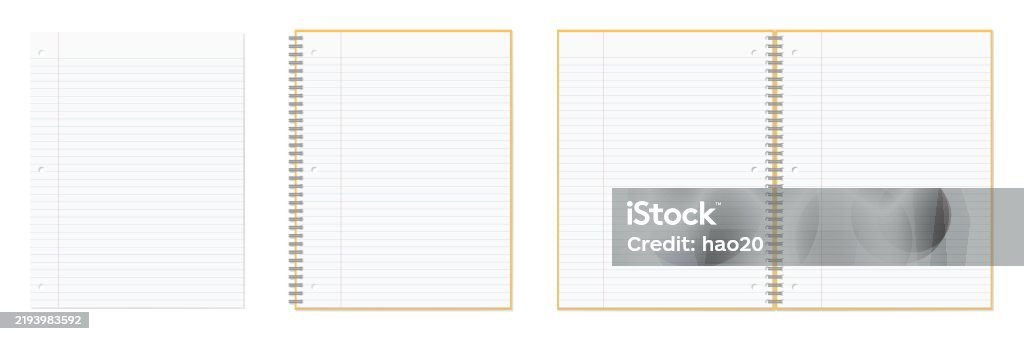Open 3 Ringer Notebook A Set Of Simple Lined Looseleaf Paper Spiral Notebook Open Spread 3hole ...