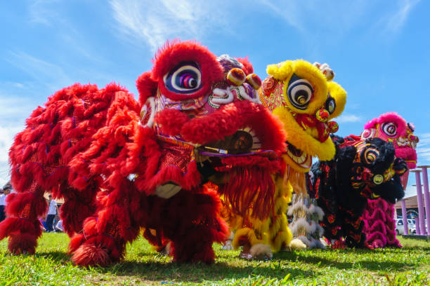 istock Lion dance and confetti during Chinese New Year celebration 2193985800