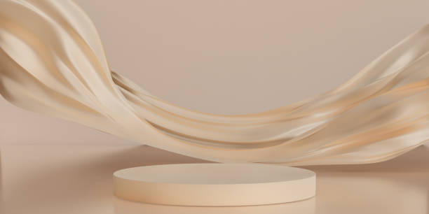 istock Creamy Satin Fabric and Minimalist Pedestal 2193985813