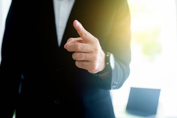 istock Young businness man in front, businessman using pen, Financial analysis or business evaluation concept 2193990419