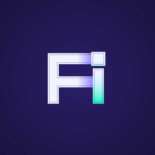 istock Capital letters ai, square logo, gradient bright colorful colors. Isolated on dark blue background. Vector illustration. 2193990969