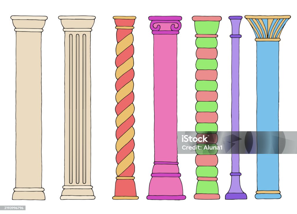 Column Design Colorful Column Set Graphic Color Isolated Sketch Illustration Vector Stock ...