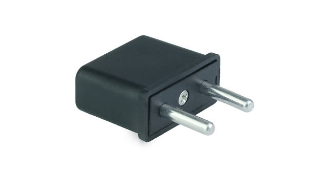 istock A black plastic travel plug adapter with two round pins 2193997888
