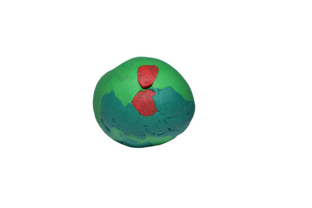 Plasticine blue and green Planet on white background
