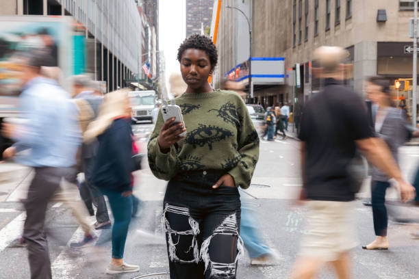 Young woman on mobile phone in New York