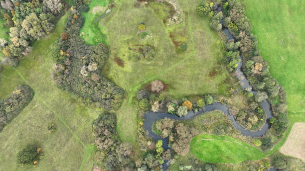 istock Inland river delta river meanders drone aerial shot in floodplain forest lowlands wetland swamp, quadcopter view flying fly flight show, protected landscape area Ltovelske Pomoravi Europe 2193999874