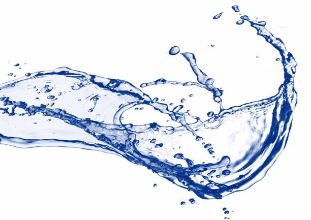 istock 3d illustration of flowing blue waves and splashes on white background 2194000943