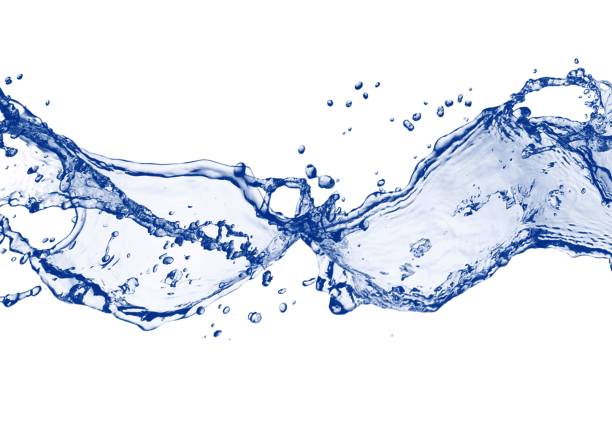 istock 3d illustration of flowing blue waves and splashes on white background 2194000947