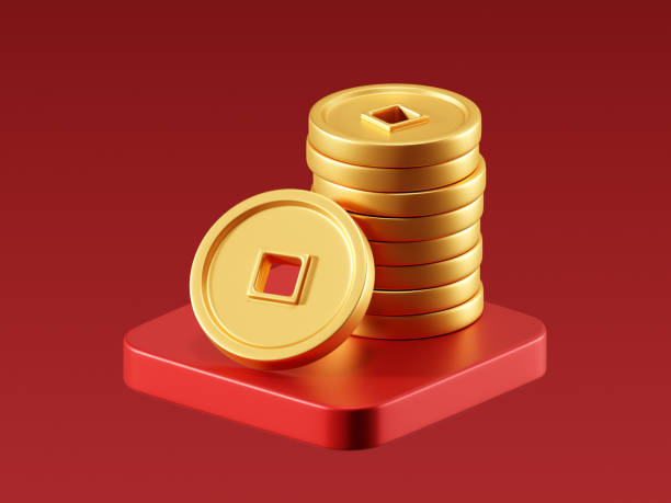 istock 3D Stack of Chinese Gold Coins. Wealth and Prosperity Concept. 2194002238