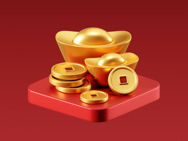 istock 3D Stack of Chinese Gold Coins. Wealth and Prosperity Concept. 2194002239