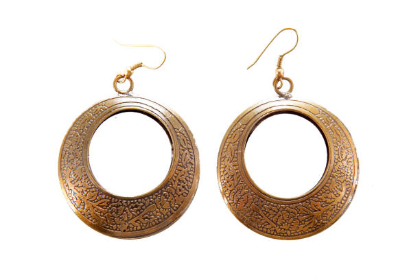 istock Traditional eastern earrings with fine ornament isolated on white background 2194008270