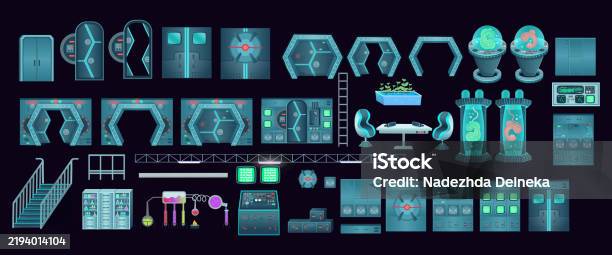 Space Lab Texture Spaceship Interior Laboratory Set Large Constructor Elements For ...