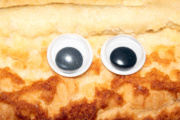 Bread Background Funny Wiggle Google Eyes on Fabric Silly