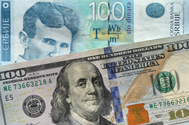 istock One Hundred US Dollar and Serbian One Hundred Dinar Banknotes 2194020631