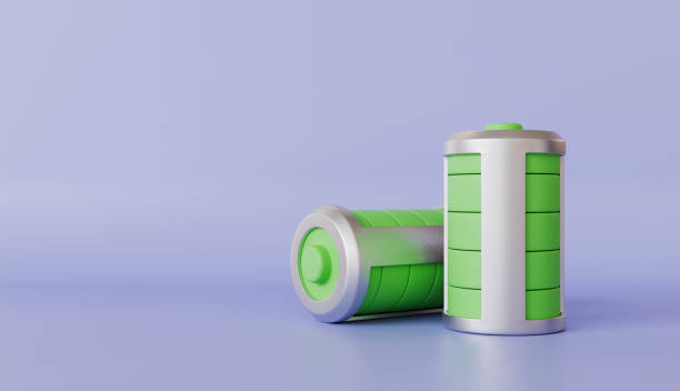 istock A 3D green battery container isolated on a purple background with power icon and metallic elements 2194028866