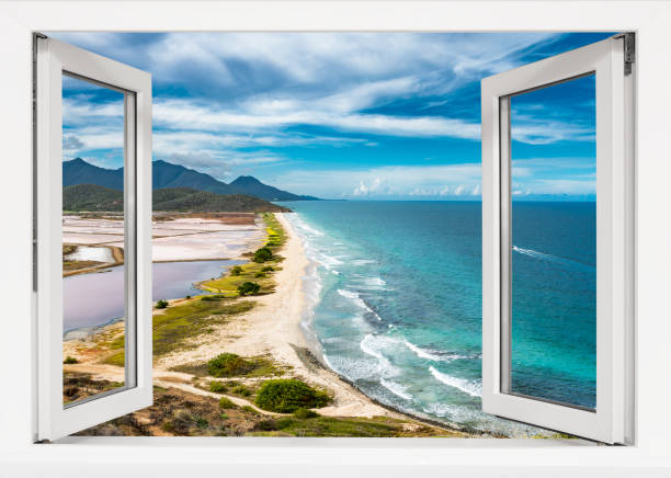 istock Window with a view of the ocean and mountains 2194029748