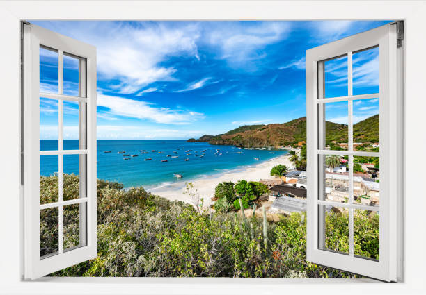 Classic view of the sea out of a window