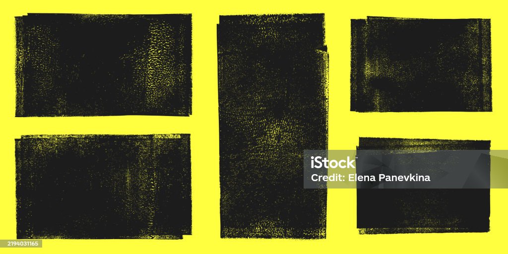 Linogravure, impression en relief, rectangle en couches, textures grungy, ensemble vectoriel. Arrière-plans de texte de linogravure artistique en noir et blanc, bord inégal. Collection de taches au rouleau à peinture, restes d’encre lino texturée - clipart vectoriel de Technique grunge du papier froissé libre de droits Linogravure, impression en relief, rectangle en couches, textures grungy, ensemble vectoriel. Arrière-plans de texte de linogravure artistique en noir et blanc, bord inégal. Collection de taches au rouleau à peinture, restes d’encre lino texturée - clipart vectoriel de Technique grunge du papier froissé libre de droits