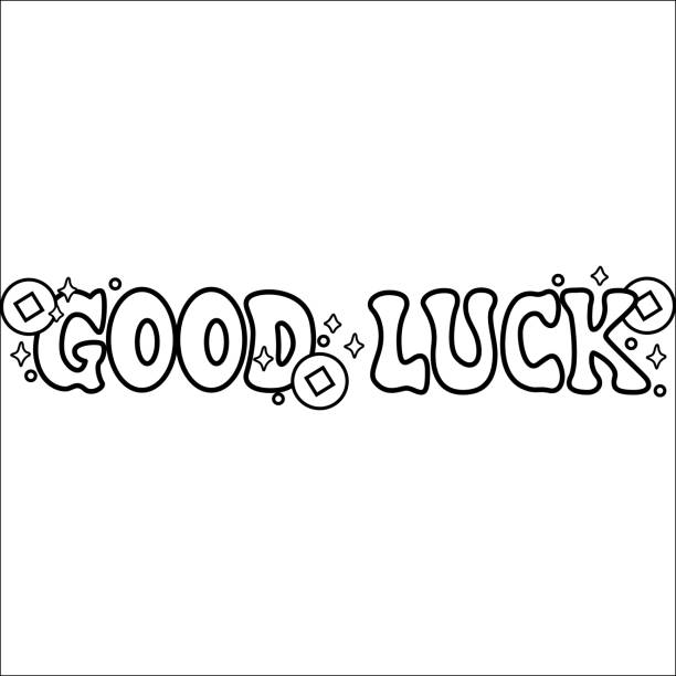Good Luck Text Drawing Stok Vektör Sanatı & Alfabe'nin Daha Fazla