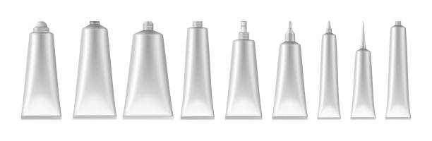 istock Blank plastic tubes for cosmetic products. Vector isolated realistic set of containers for lotions, gels and skincare goods for beauty. Different sizes and volumes. Mockup packaging with copy space 2194034344