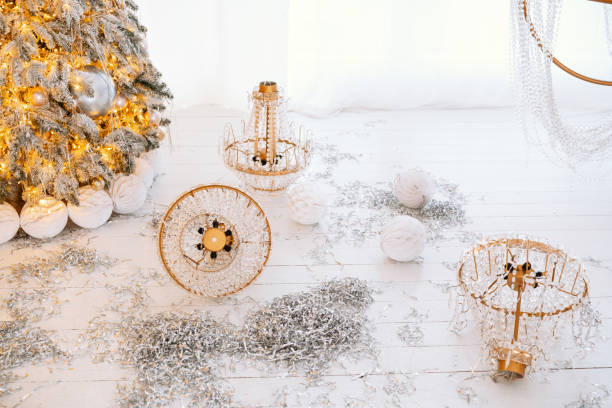 istock Festive Christmas decorations with a glowing tree and shimmering decor 2194040076