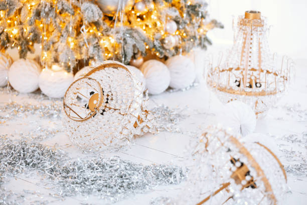 istock Charming winter holiday decor with festive gift boxes and twinkling lights 2194040086
