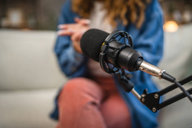 close up of professional studio microphone