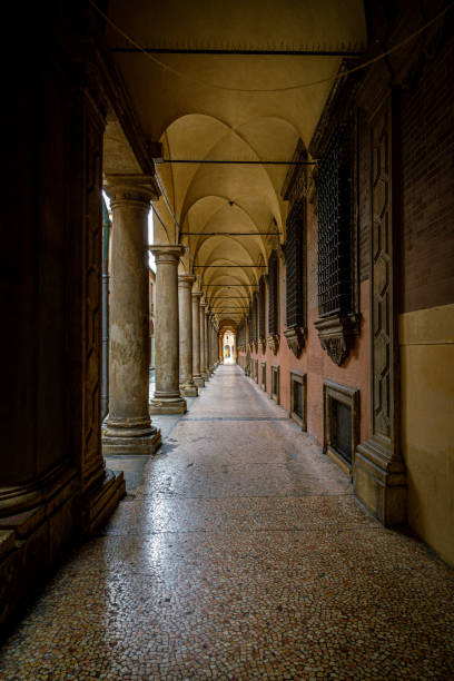 istock Portico with columns and arches creating perspective in Bologna 2194043022