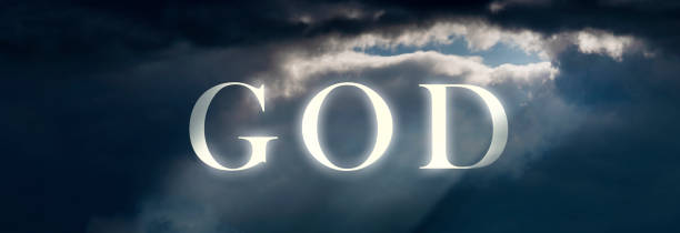 The faith in god concept. A religious sign in the clouds with a beam of light.