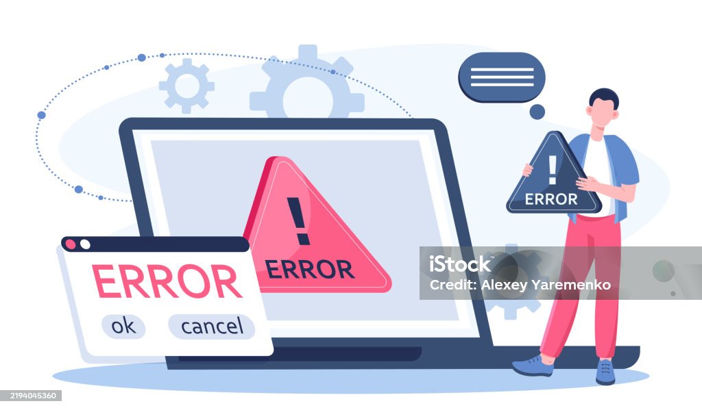 Error Informatico Ininteligible Ilustración de Mensaje De Error En La Computadora Portátil Interrupción ...