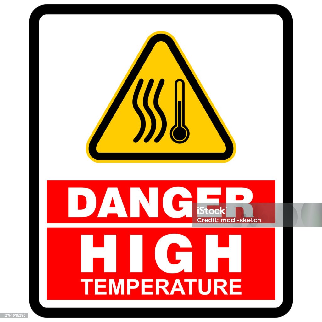 High Temperature Risk Danger High Temperature Sticker Vector Stock Illustration - Download ...