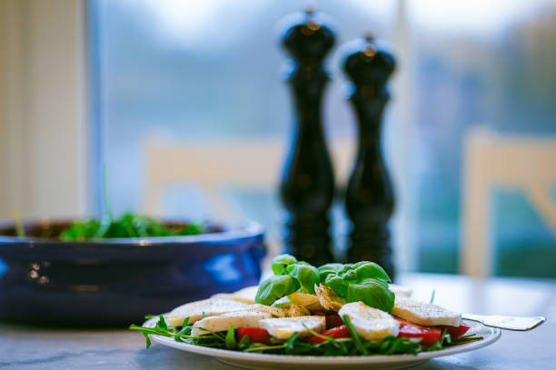 Salad series. Freshness. Caprese salad. Tomato mozzarella.