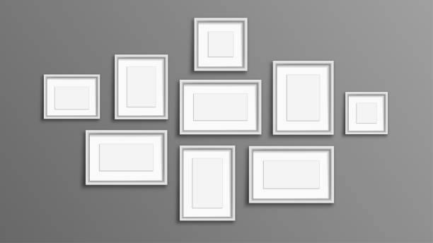 istock Realistic frames set. Pictures and photos on wall. Template and layout for pictures. Wooden frames with glass. Gallery and collage. Flat vector collection 2194047938