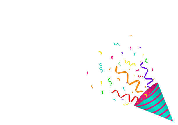 istock Party Popper or Firecracker with Confetti. Confetti Background for Party, Birthday, Celebration or Anniversary. 2194048076