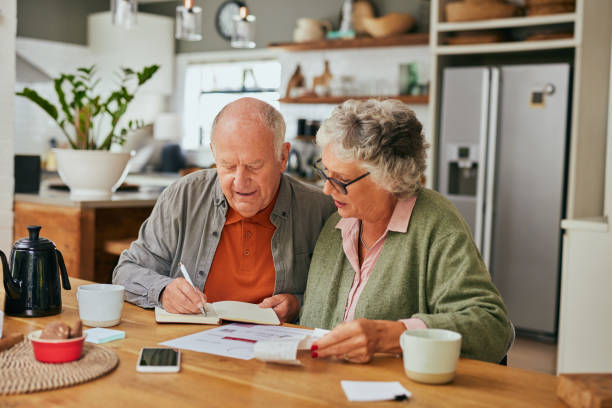 istock Senior couple managing home finances 2194052628
