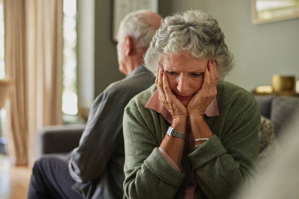 Depressed senior woman with relationship difficulties