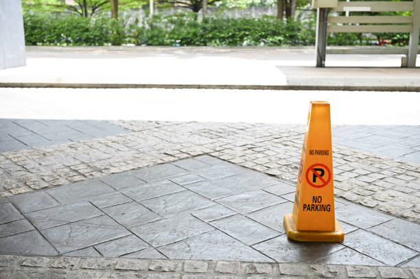 istock Yellow No Parking Cone for Effective Traffic Control 2194055057