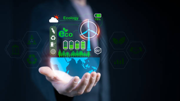 istock Net zero carbon neutrality. Concerning business, the hand of pollution and efficient management using NetZero symbolsrenewable energy, lower CO2 emissions, green production, and trash recycling. 2194057530
