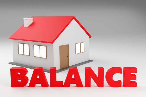 istock Luxury red inscription balance on grey podium, soft light, smooth background, 3d rendering 2194061854